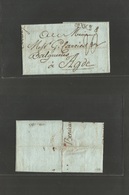 E-Prefilatelia. 1789 (4 Sept) Benicarlo, Castellon - Francia, Agde. Marca Lineal Marron "BENICE" Escasa Carta Completa C - Andere & Zonder Classificatie