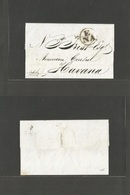 Cuba. C. 1840. E Cover Addressed To Havara. Via Natchez Endorsement "E / NA" (xxx) Cuban Entry. VF. - Other & Unclassified