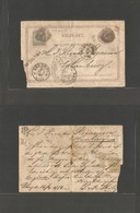 Sweden. 1882 (15 Feb) Gotteburg - Germany, Hamburg (17 Feb) 6 Ore Red Stat Card (machine Damage At PO + 4 Ore Green Adtl - Andere & Zonder Classificatie