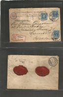 Sweden. 1903 (5 Oct) Goteborg - Germany, Cassel (7 Oct) Registered Multifkd Ore Rate Envelope + R- Label + FP + 2 Red Wa - Autres & Non Classés