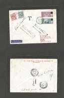 Tunisia. 1975 (July 5) Malta, Valetta - Nabeul (11 July) Air Fkd Env + Taxed + Arrivall P. Dues Tied Cds + Aux Cachets.  - Tunisie (1956-...)