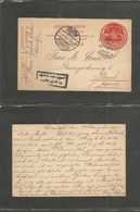 Turkey. 1914 (19 Dec) Daridja - Switzerland, Basel. 20p Red Stationary Card. WWI + Censored Cachet. VF. - Other & Unclassified