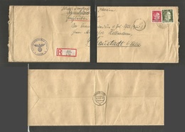 Ukraine. 1942 (21 Nov) Luzk. Fraistadt, Schlessia (26 Nov) Nazi Postal Admin. Registered Official Multiple Overprinted I - Oekraïne