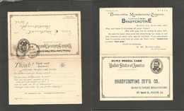 Usa - Stationery. 1893 (Apr 17) Macon, GA - Rudsburgh, 1c Black Doble Stat Card Used One Way. Fine. - Other & Unclassified