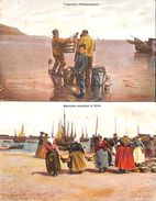 Lot 2 Cartes Pêche - Cliché Leroux (préparatifs D'embarquement, Matelottes, Belle Animation, 1907) - Fischerei