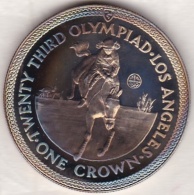 Isle Of Man . 1 Crown 1984 Proof, Olympiad Los Angeles. EQUESTIRAN , En Argent - Isla Man