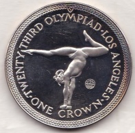 Isle Of Man . 1 Crown 1984 Proof, Olympiad Los Angeles. GYMNASTICS, En Argent - Isla Man