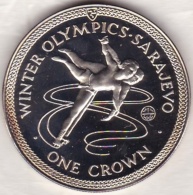 Isle Of Man . 1 Crown 1984 Proof, Winter Olympics Sarajevo, TORVILL And DEAN, En Argent - Eiland Man