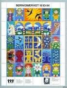 Denmark. Poster Stamp Sheet Mnh 1993-94. Borns Vilkaar. Owl,Sun,Star,Butterfly. - Ganze Bögen