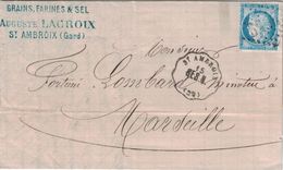 GARD - ST AMBROIX - CONVOYEUR STATION - BES.N. - LE 15-9-1874 - CERES N°60 - OBLITERATION GC - (P1) - 1849-1876: Classic Period