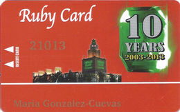 Emerald Island Casino - Henderson NV - Ruby 10 Yr Anniversary Slot Card - Casino Cards