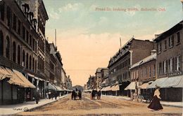 06643 "CANADA - ONTARIO - FRONT ST LOOKING NORTH BELLEVILLE ONT" ANIMATA, CARRI CON CAVALLI.  CART NON SPED - Andere & Zonder Classificatie