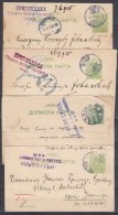 Serbia In WWI, Four Travelled Postal Card To Nish, Military Censor Postmarks In Different Colours And Fonts, Interesting - Serbie