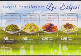 O) 2015 TURKEY, TYPICAL FOODS - GASTRONOMY, AEGEAN REGION - ARCHITECTURE- HERITAGE, SOUVENIR MNH - Ungebraucht