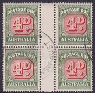 Australia Postage Due Stamps SG D135 1958 Four Pennies No Watermark Used Gutter Block 4 - Portomarken