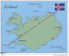 Map Postcard Of Island - Carte Geographique De L'ile De L'Islande - Iceland