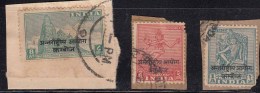 3v Postal Used On Piece, India Ovpt Laos, Archeological Series, Military, Hinduism, Dance, Monument, 1954 Indo- China - Franchigia Militare