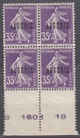 French Algeria 1924 Yvert#18 Piece Of Four With Mark, Mint Hinged - Ongebruikt