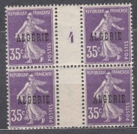 French Algeria 1924 Yvert#18 Gutter Piece Of Four With Millesime, Mint Hinged - Ungebraucht