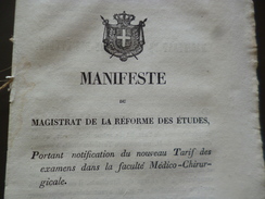 Savoie Haute Savoie Manifeste Du Magistrat De La Réforme Des études Tarif Examens Faculté Médico Chirurgicale 21/05/1845 - Wetten & Decreten