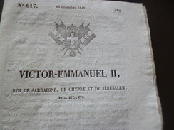 Savoie Haute Savoie Victore Emmanuel II Roi Sardaigne, Chypre, Jérusalem...pénitenciers Prisons 13/12/1849 - Decrees & Laws