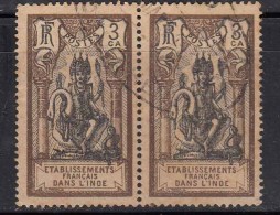 3ca Used Pair, French India Used 1929, New Values Series,  Mythology - Gebruikt