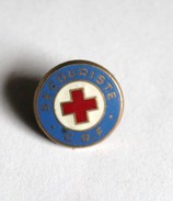 Petite Broche Ancienne émaillée Secouriste CFR Croix Rouge Française - Brooches