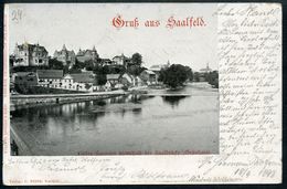 Saalfeld, GRUSS Aus, 18.9.1898, Saalufer Unterhalb Der Saalbrücke (Grünhain), LITHO, Nach Lana Etsch - Saalfeld