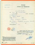 21 Sacquenay - Généalogie - Extrait Acte De Naissance En 1872 - Timbre Fiscal - VPAN 2 - Naissance & Baptême