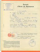 70 Leffond - Généalogie - Extrait Acte De Naissance En 1920 - Timbre Fiscal - VPAN 2 - Naissance & Baptême