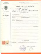 92 Courbevoie - Généalogie - Extrait Acte De Naissance En 1892 - Timbre Fiscal - VPAN 2 - Naissance & Baptême