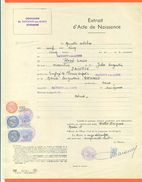 08 Savigny Sur Aisne - Généalogie - Extrait Acte De Naissance En 1905 - Timbres Fiscaux - VPAN 2 - Naissance & Baptême