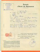 70 Leffond - Généalogie - Extrait Acte De Naissance En 1927 - Timbre Fiscal - VPAN 2 - Naissance & Baptême