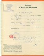 70 Leffond - Généalogie - Extrait Acte De Naissance En 1900 - Timbre Fiscal - VPAN 2 - Naissance & Baptême