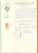39 Dole - Généalogie - Extrait Acte De Naissance En 1951 - Timbre Fiscal - VPAN 2 - Naissance & Baptême