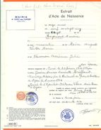 21 Gissey Sous Flavigny - Généalogie - Extrait Acte De Naissance En 1925 - Timbre Fiscal - VPAN 2 - Naissance & Baptême