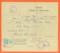 21 Barges - Généalogie - Extrait Acte De Naissance En 1942 - Timbre Fiscal - VPAN 2 - Naissance & Baptême