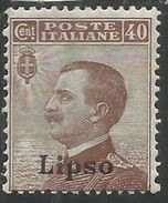 COLONIE ITALIANE EGEO 1912 LIPSO CENT. 40 CENTESIMI MNH - Ägäis (Lipso)