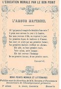 BON  POINT  -  L'Amour  Maternel  - Legouvé  ( Format = 6,5 Cm X9,5 Cm  ) - Diploma's En Schoolrapporten
