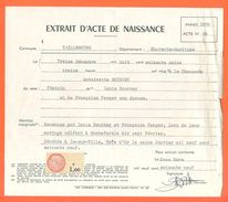 17 Taillebourg - Généalogie - Extrait Acte De Naissance En 1876 - Timbre Fiscal - VPAN 2 - Naissance & Baptême