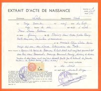 25 Lods - Généalogie - Extrait Acte De Naissance En 1918 - Timbre Fiscal - VPAN 2 - Naissance & Baptême