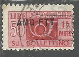 TRIESTE A 1949 - 1953 AMG - FTT ITALIA ITALY OVERPRINTED PACCHI POSTALI LIRE 50 PARTE I SINISTRA USATO USED OBLITERE' - Postal And Consigned Parcels