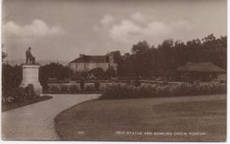 REAL PHOTOGRAPHIC POSTCARD - REID STATUE AND BOWLING GREEN - FORFAR -  Angus, Scotland - Angus