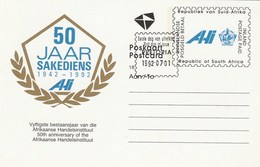 1992 First Day SOUTH AFRICA Postal STATIONERY CARD Illus 50th ANNIV AFRIKAANSE HANDELSINSTITUT  Cover Stamps - Briefe U. Dokumente