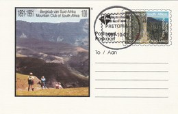 First Day SOUTH AFRICA Postal STATIONERY CARD Ilus MOUNTAIN CLUB CENTENARY Cover Stamp Rsa Climbing Sport Mountaineering - Storia Postale