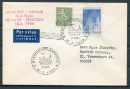 1956 Finland FINNAIR First Flight Cover Helsinki - Moscow, Russia - Lettres & Documents