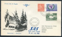 1967 Finland SAS First Flight Postcard Helsinki - Bergen Norway - Covers & Documents
