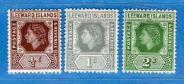 (Mn1) LEWARD ISLAND *-1954 -  ELIZABETH II . Yvert.119-120-121 .  MH.  Vedi Descrizione. - Leeward  Islands