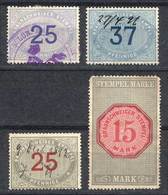 GERMANY BRUNSWICK: 4 Old Revenue Stamps, Fine To VF Quality (one Example With Ti - Altri & Non Classificati