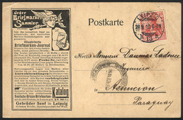 GERMANY Advertising Postcard Of A PHILATELIC JOURNAL Of Leipzig Sent To Asunción - Autres & Non Classés